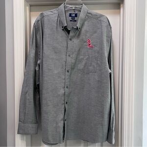 Cutter & Buck Mens Gray Long Sleeved Ole Miss Button Down Shirt XXL/TTG